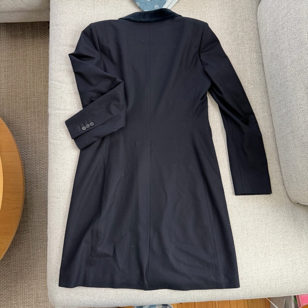 Pauw Amsterdam 100% Virgin Wool Longline Blazer Coat Size 3 (Large), Navy Blue - Picture 2 of 10